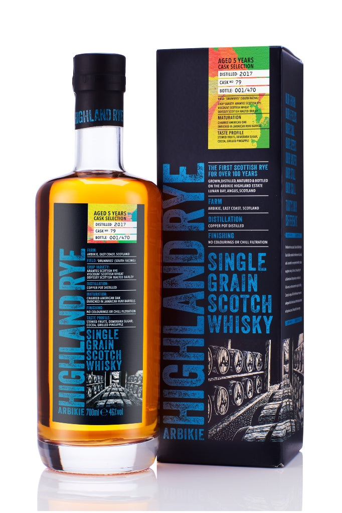 ARBIKIE HIGHLAND RYE SINGLE GRAIN SCOTCH WHISKY CASK SELECTION – JAMAICAN RUM, 5 YEAR OLD