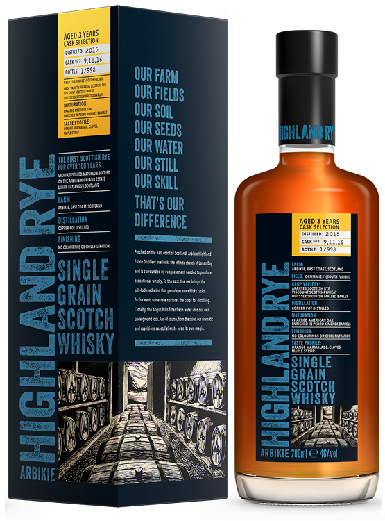 ARBIKIE HIGHLAND RYE SINGLE GRAIN SCOTCH WHISKY CASK SELECTION – PEDRO XIMENEZ, 3 YEAR OLD